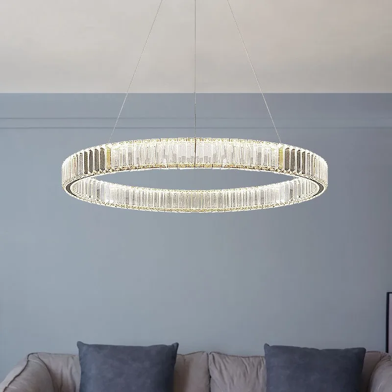 

Modern minimalist and luxurious crystal lamp, living room lamp, Italian style household bedroom, dining room lamp, circular dupl