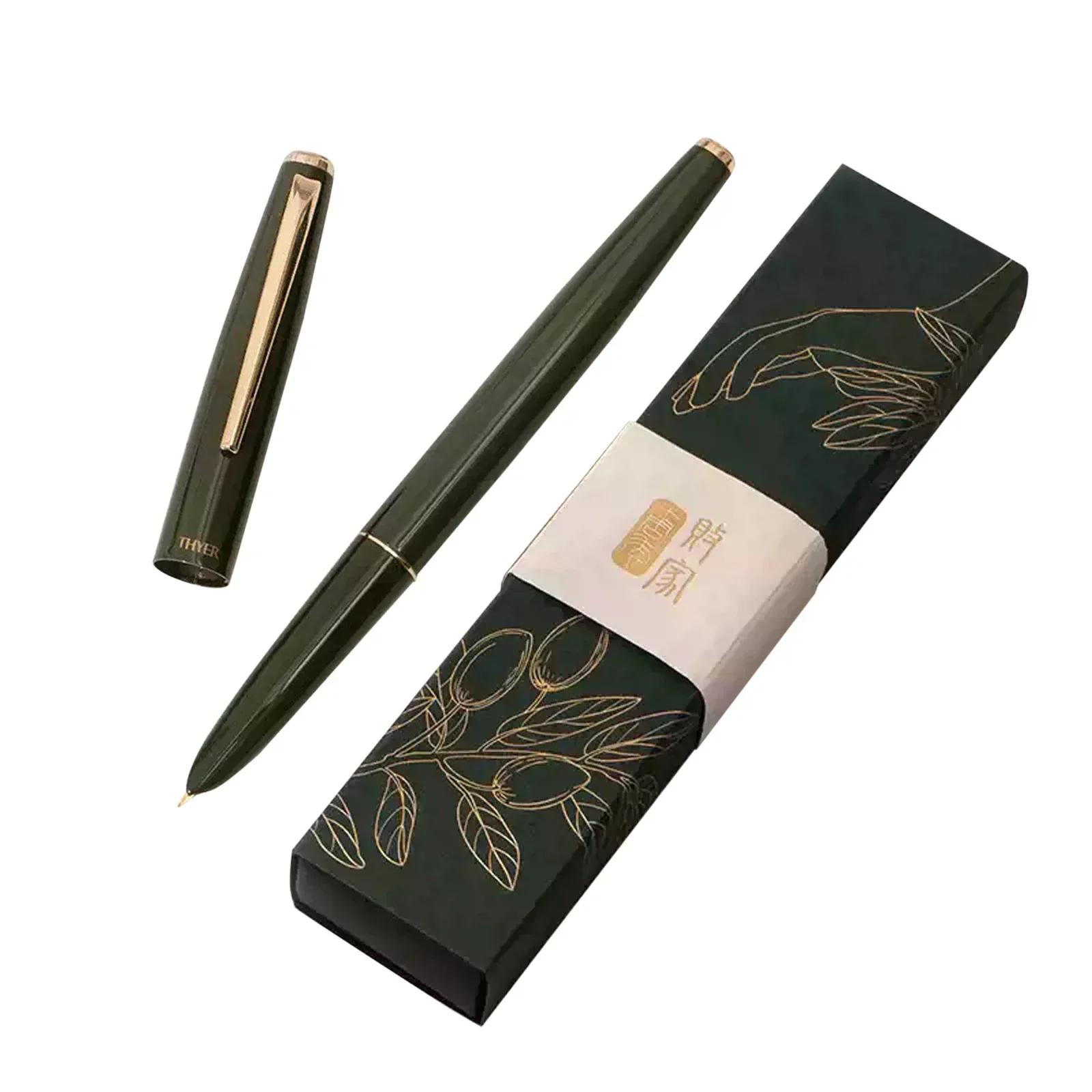 10th Anniversary Fountain Pen Olive Green High-quality Smooth Writing Ink Pen Suitable for THYER All Metal Dark Pointed Gift Pen