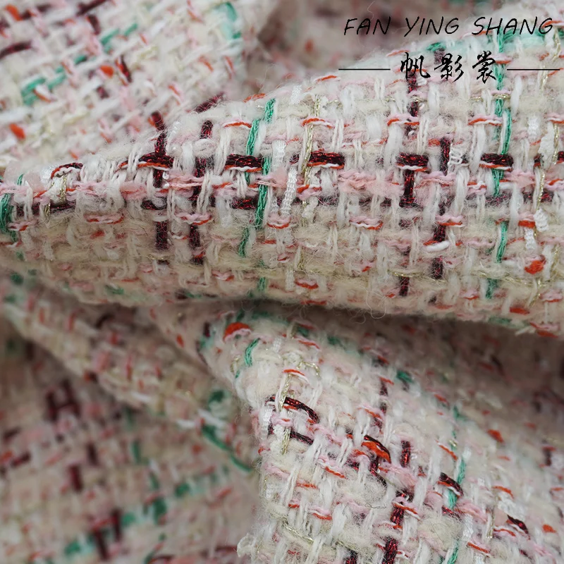 Tela de Tweed de lana alta a cuadros rojo y verde brillante para abrigo Telas Costura Tissus Couture тasanь taburete de costura Tecido tela Diy