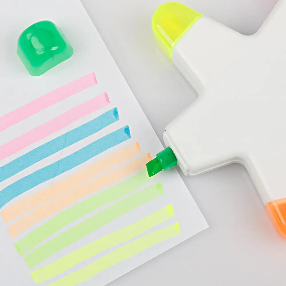 Highlighter Pen Star Shape Ink Smooth Flow Bright Color Painting Pen Underlining Note-taking 5 Colors Highlighter Marker