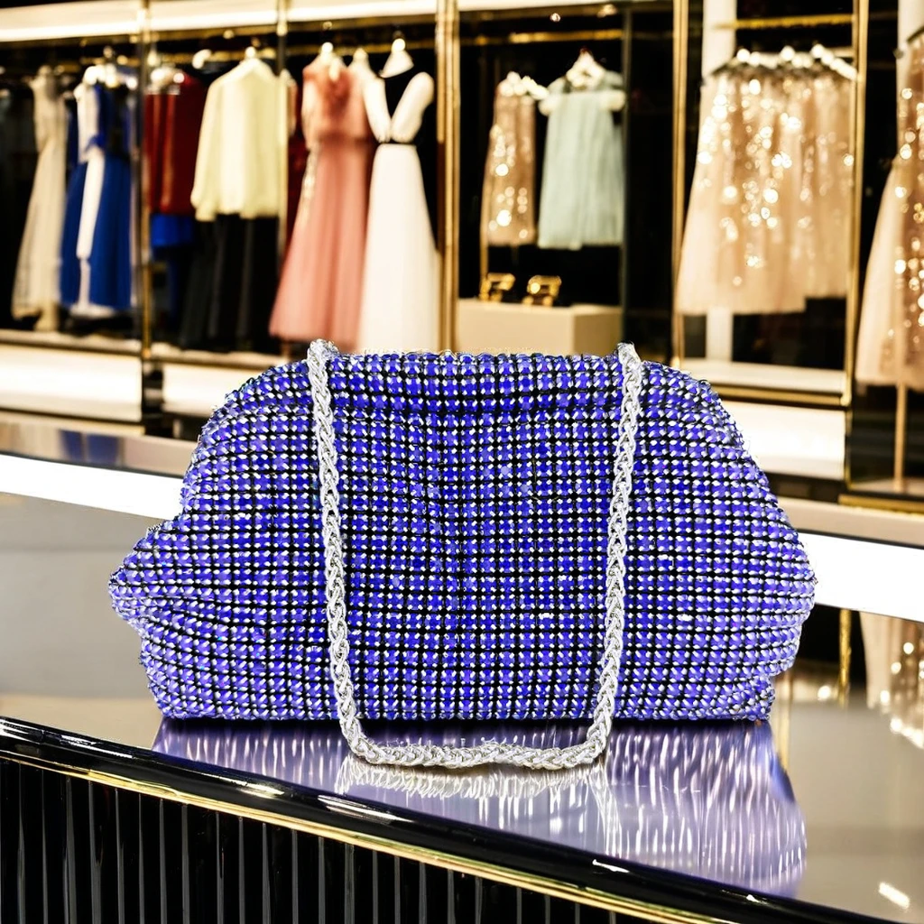 

Chic Women's Pearlescent Mini Rhinestone Crossbody Handbag Evening Bags with Elegant Style