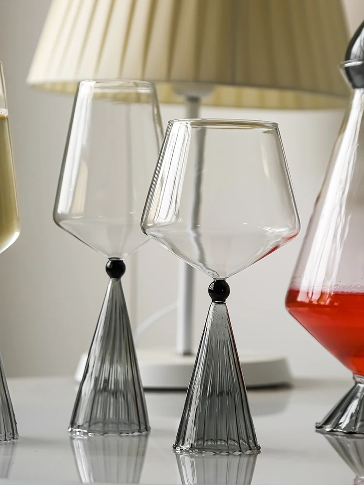 Gray Wine Goblet Decanter Burgundy Red Wine Glass Bordeaux Glass Cup Set Home Light Luxury High-End Wedding Gifts Party Barware