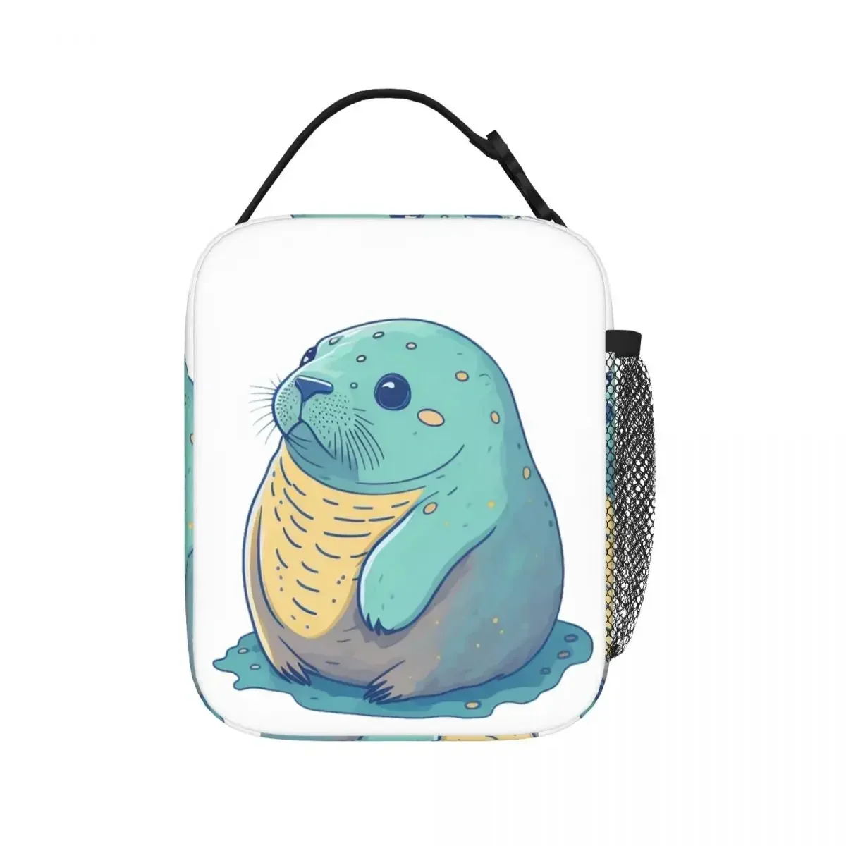 Adorable Fat Baby Seal - Playful Seal Design For Seal Lovers Lunch Bags Insulated Lunch Tote Portable Bento Box Picnic Bags