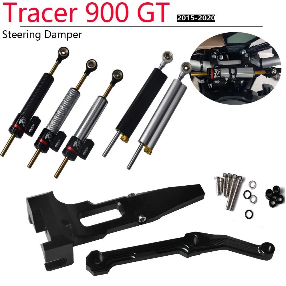 For Yamaha MT-09 Tracer 9 Tracer 900 Tracer 900GT FJ-09 MT09 Tracer Steering Damper Stabilizer & Bracket Mount Kit Silver color