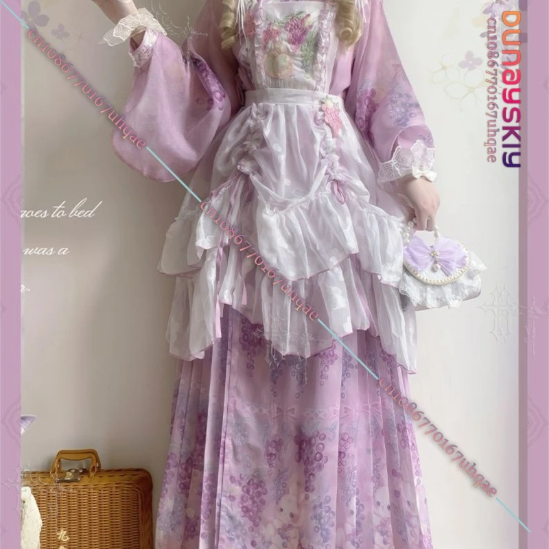 CR7.8*Chinese Western Fusion Green Grape Purple Jacquard Embroidered Drawstring Sheer Summer Lolita Overdress Daily Wear Lolita view 4