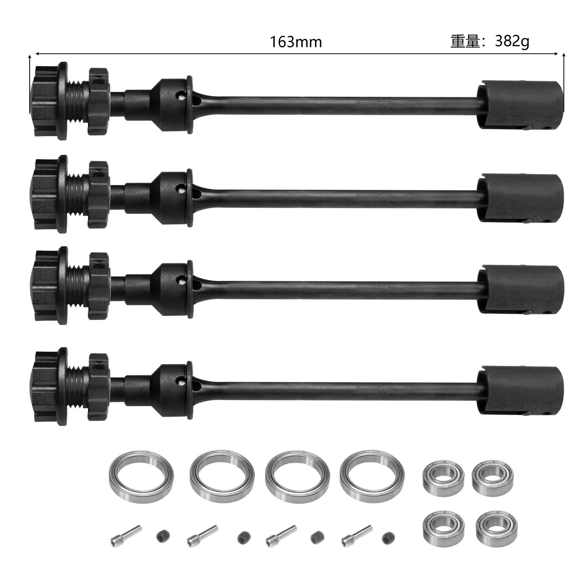 4 Stuks Widemaxx Staal Verlengde Aandrijfas Cvd Met Splined Wheel Hex 8996x Voor 1/10 Traxxas Maxx Widemaxx Rc Auto Upgrade Onderdelen