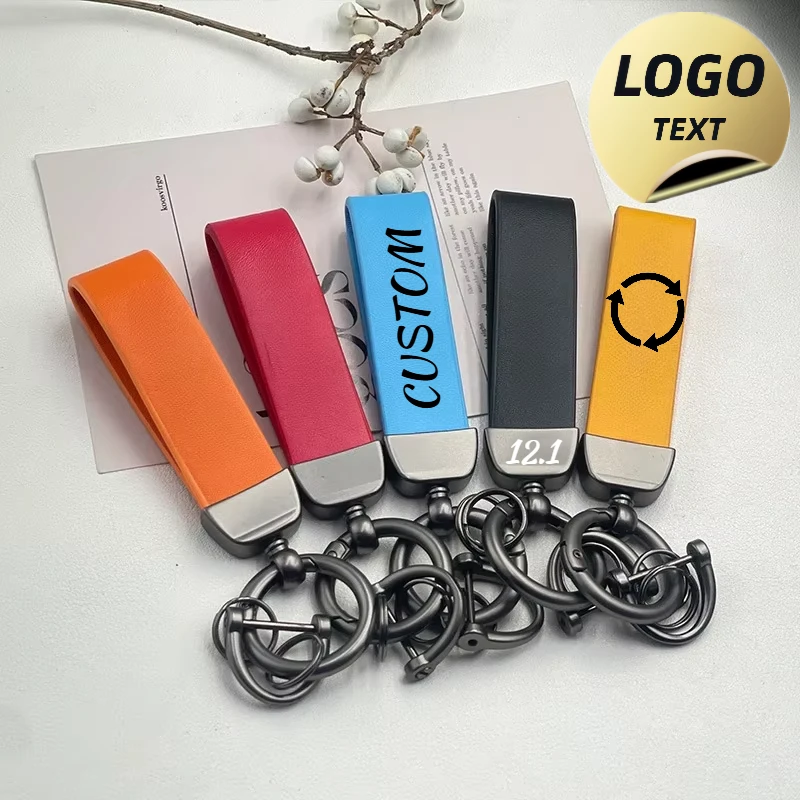 

Laser Engraved Car Keyring Leather Vintage Custom Logo Microfiber Metal Car Keychain Personalize Number Holder Name Keyring Ring