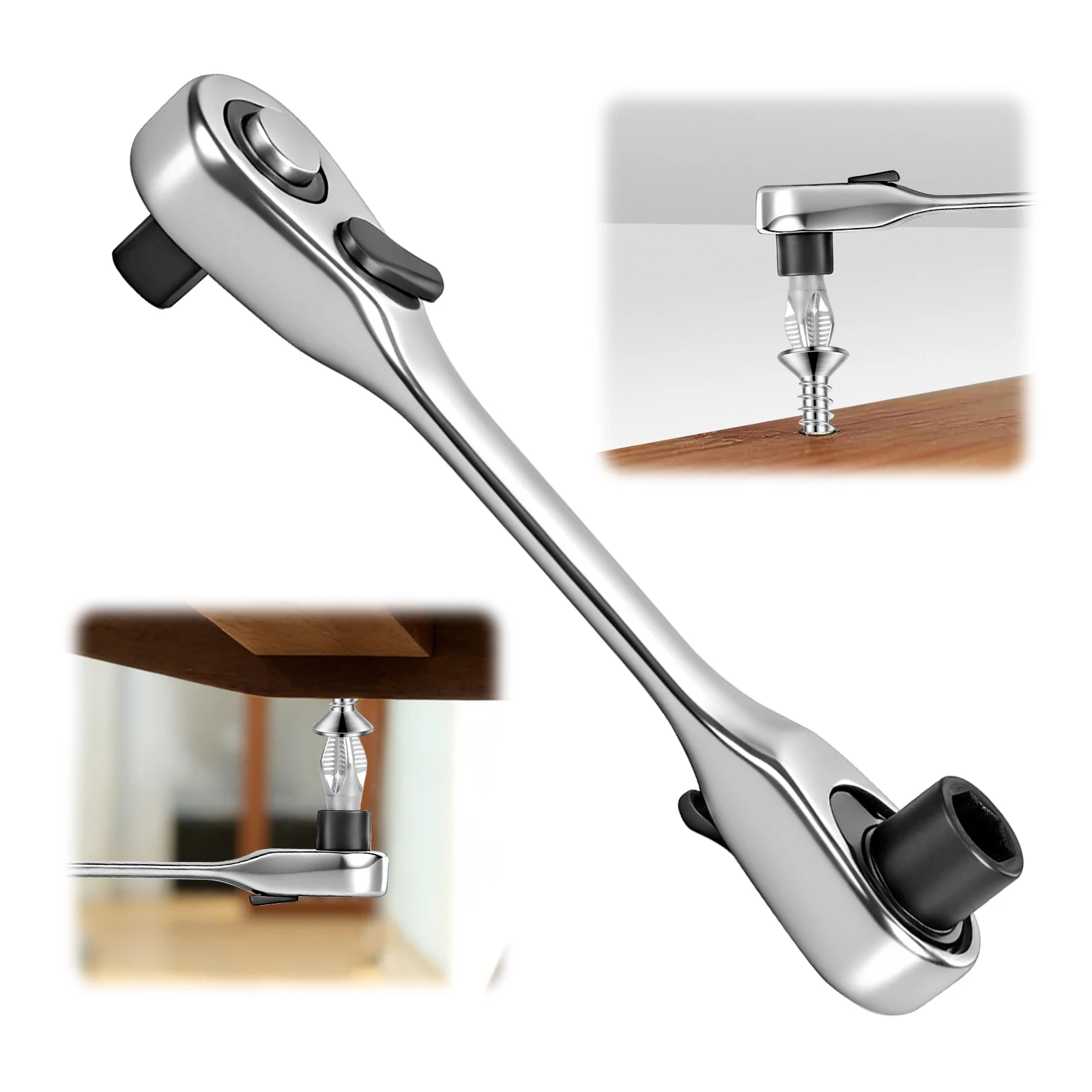 1/4 inch Mini Ratchet Socket Wrench 72 Tooth Drive Socket Ratchet Bit Driver Multi-function Tool Double Ended Combination Wrench