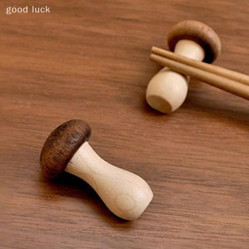 Support de baguettes en bois champignon, 2 pièces, Mini support de baguettes mignonnes, articles de cuisine de décoration pour la maison