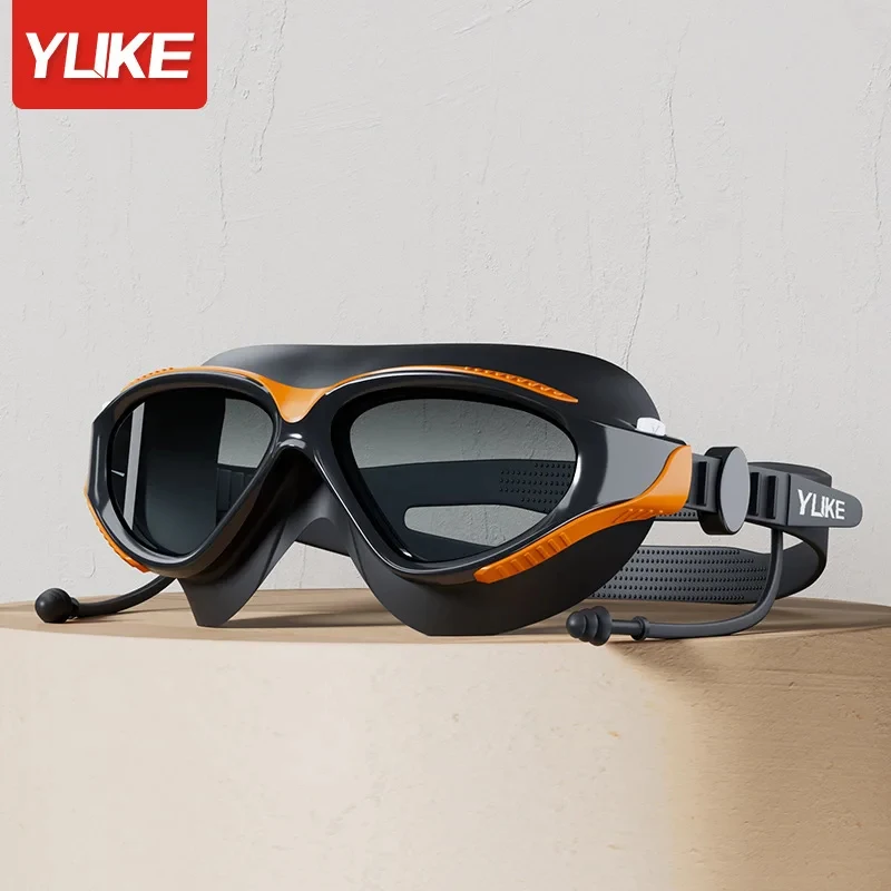 Big Frame Professional HD Anti-fog Silicone Swimming Goggles Adults With Earplugs Swim Glasses Men Women Goggles