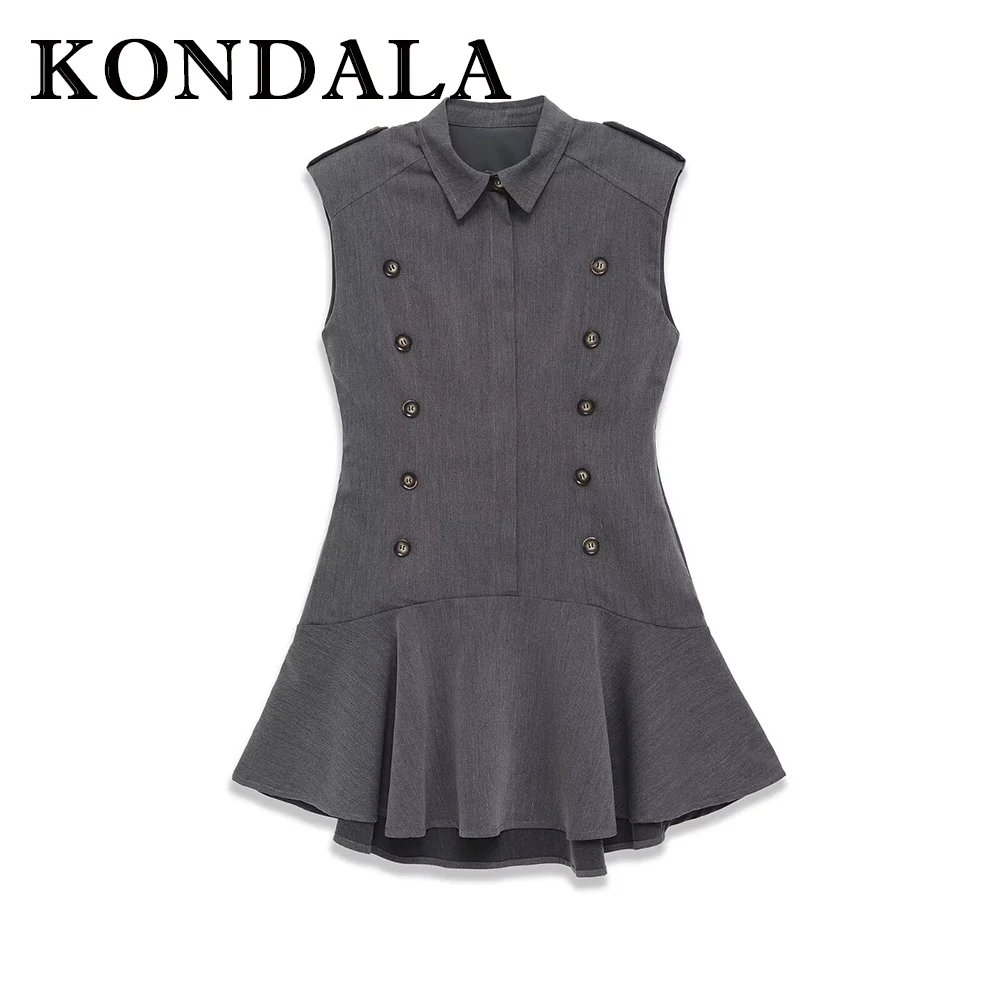 KONDALA Polo grigio Sweetheart Donna Club Canotta Pieghe Abito Moda 2025 Mini abito a pieghe Senza maniche Night Party Abiti moderni