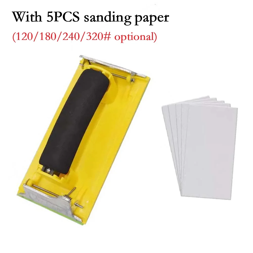

Plastic Foam Sandpaper Holder 120/180/240/320 Grit With 5pcs Sanding Paper Polishing Grinding Tool Metal Clips Abrasive Tool