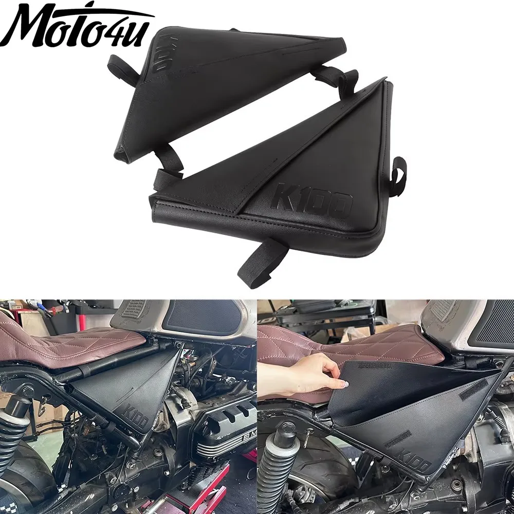 MOTO4U For BMW K100 K75 Triangle Bevel Side Bag Motorcycle Bag Saddle Side Bags Artificial Leather Bag Tool Accessories