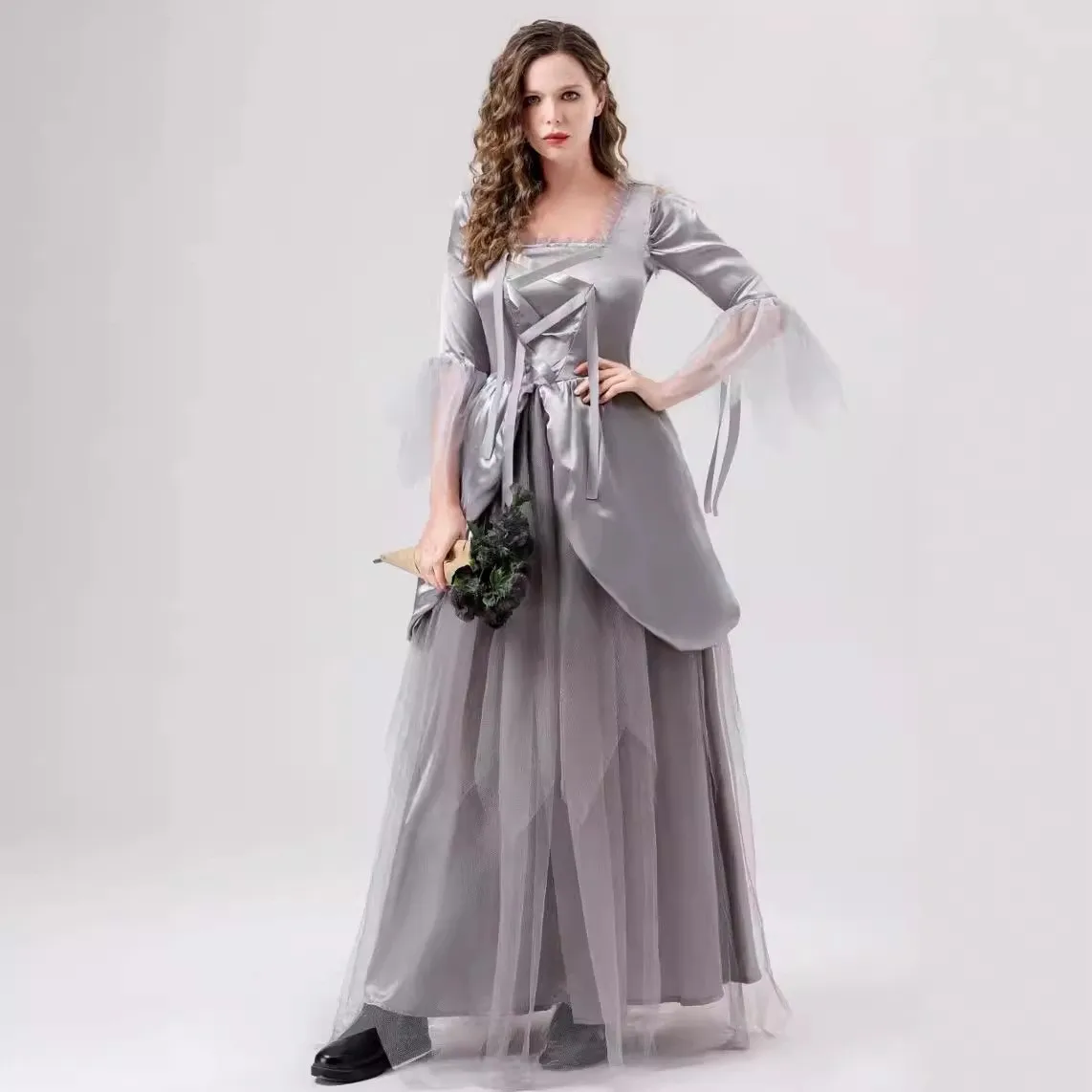 الكبار loween ey Ghost Bride Dr مرحلة الأداء زي eup الكرة لعب الأدوار الملابس العرقية التقليدية النسائية