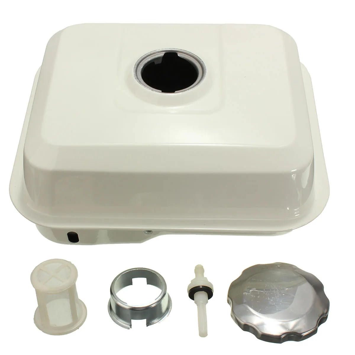 4L Fuel Gas Tank with Petcock Gas Cap Filter White for Honda GX160 GX200 5.5HP Gas Engine