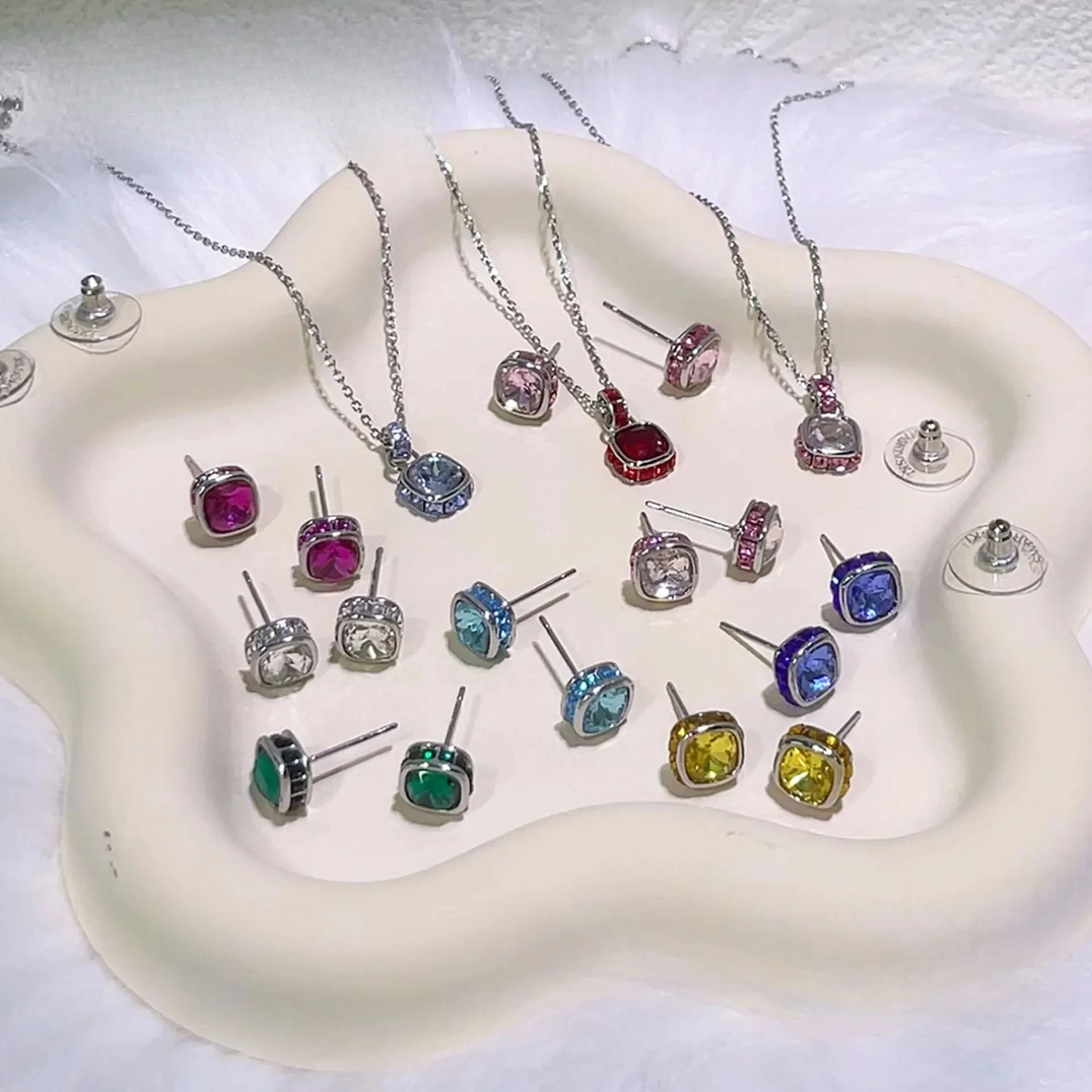 

Birthday Crystal Jewelry Sets Original Color Stone Luxury for Women Trend Brand December Necklace Earrings Party Accessories