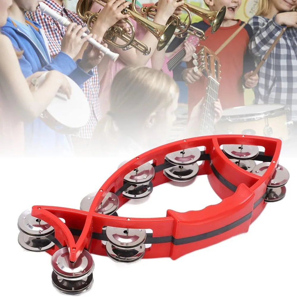 B48B-Handheld Tambourine Drum - Double Row Jingles
