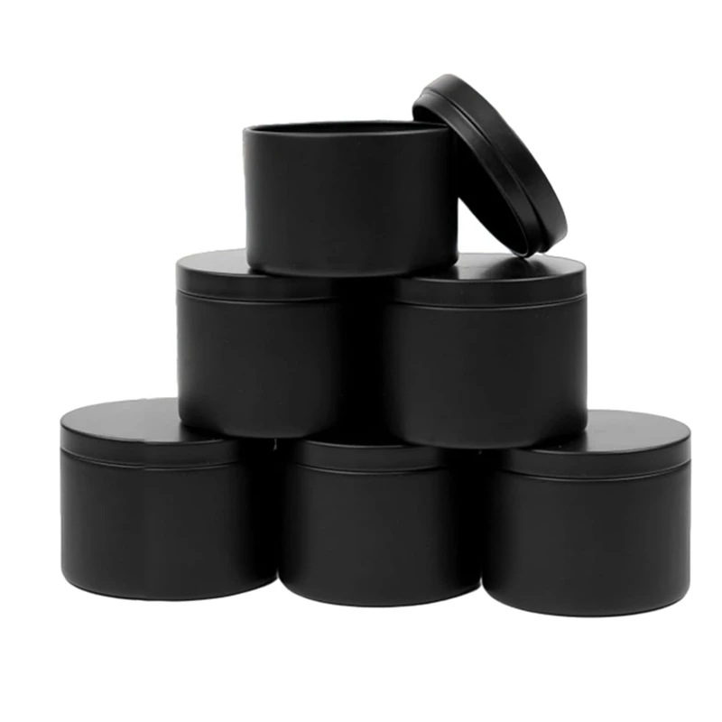 24Pcs Black Candle Tins Set 4Oz Empty Candle Tin Kit With Lids For DIY Candles Making, Matte Full Candle Jars For Candle Making