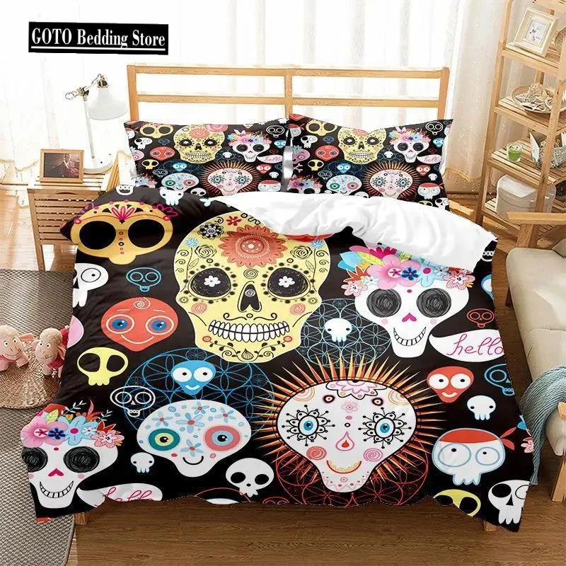 2/3 Pcs Twin Size Bedding 3D Print Cute Light Bulb Rose Flower Skull for Bed Duvets Cover +pillowcases Bedclothes Double Single