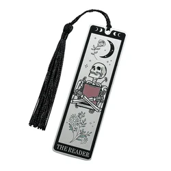 Elegant skull holding book, colorful stainless steel bookmark, birthday gift, teacher gift, gratitude gift, reading gift