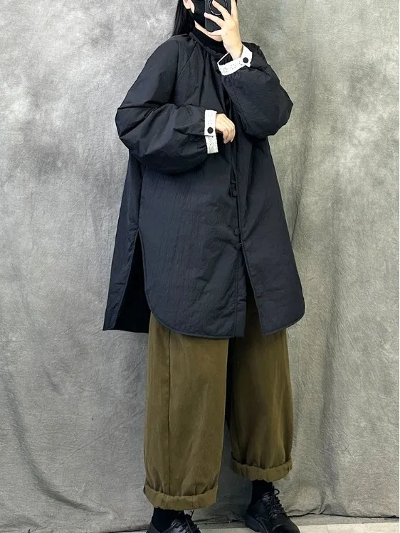 

Retro Sle New Chinese Light Cotton Jaet Women's Loose plus Size irt Winter Outerwear Comfortable Breathable Cotton Coat