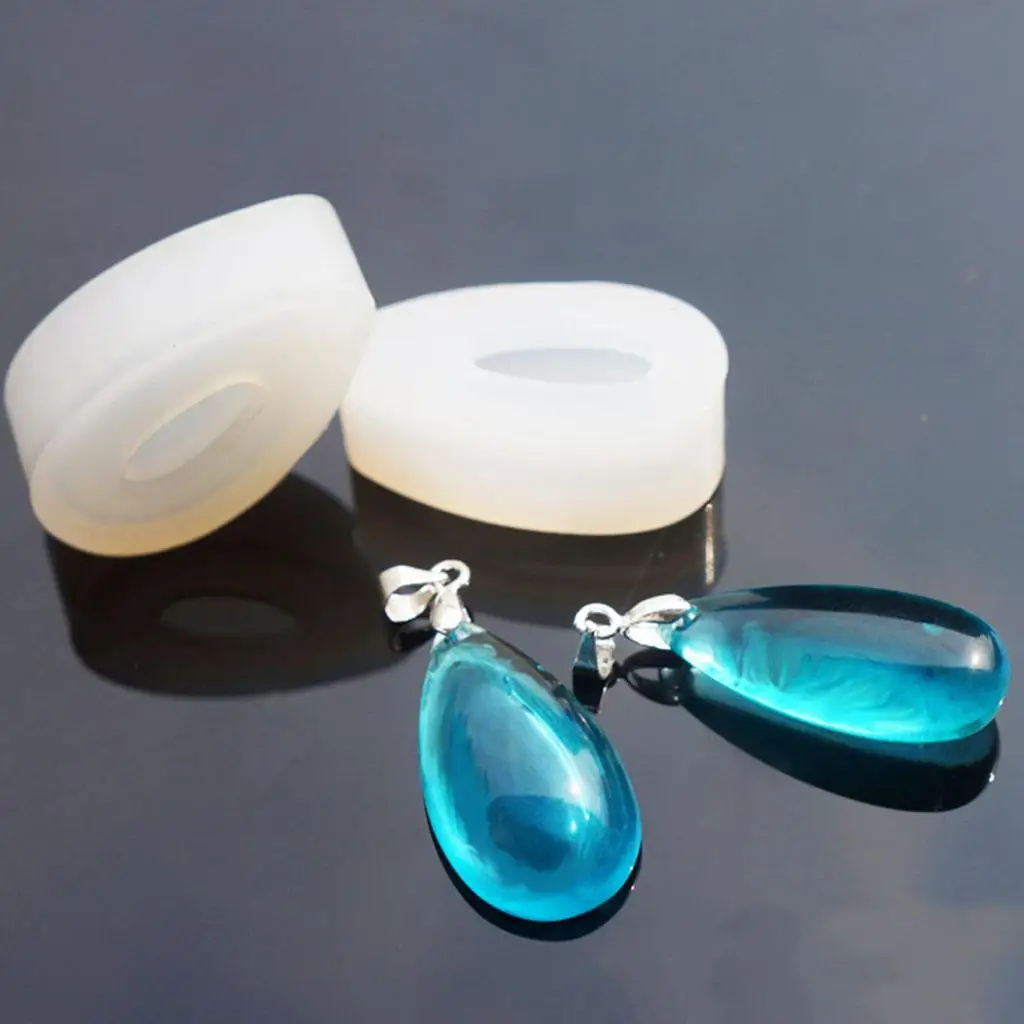 Silicone Jewelry Resin Casting Epoxy with Hanging Hole, Double Sided, 3D Tear Drop Shaped Clear for DIY Necklace Pendants