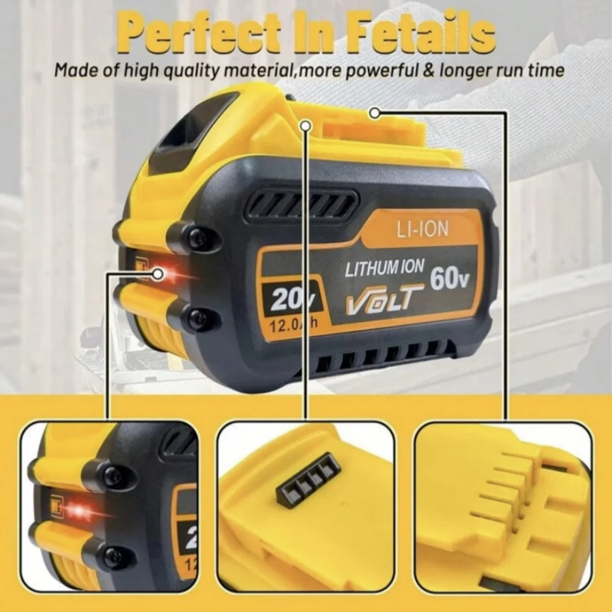 1/2/4PACK 12.0Ah Batteries For DEWALT FLEXVOLT 20V 60V MAX Lithium Ion Battery DCB609 DCB606 DCB612 Fit Compatible With Dewalt