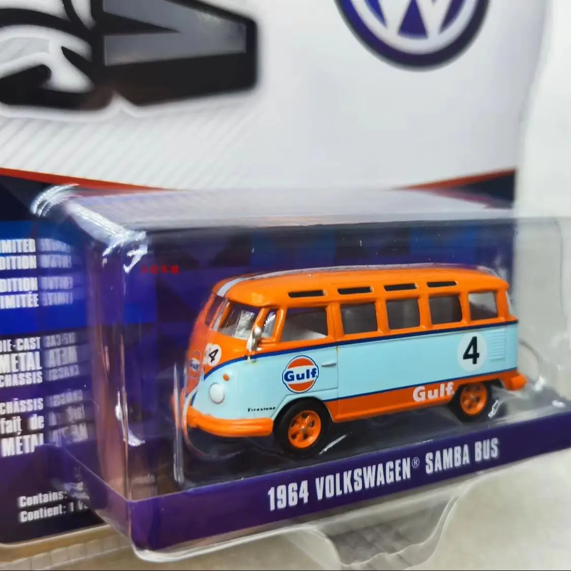 

1:64 V-Dub Series 16-1964 Volkswagen Samba Bus Gulf Oil # 4 36070-B Advanced Car Model