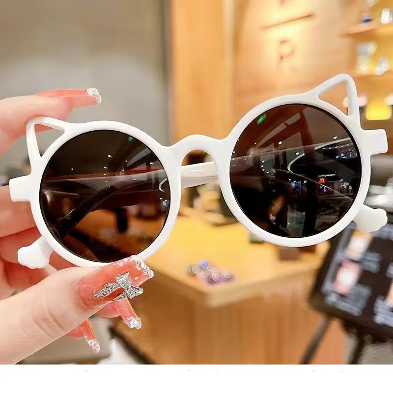 Sommer Outdoor Sonnenschutz-Sonnenbrille mit Cartoon-Katzenohren, Dekorative Mädchen-Sonnenbrille, Baby-Sonnenschutz, Spiegelgläser, Geschenke