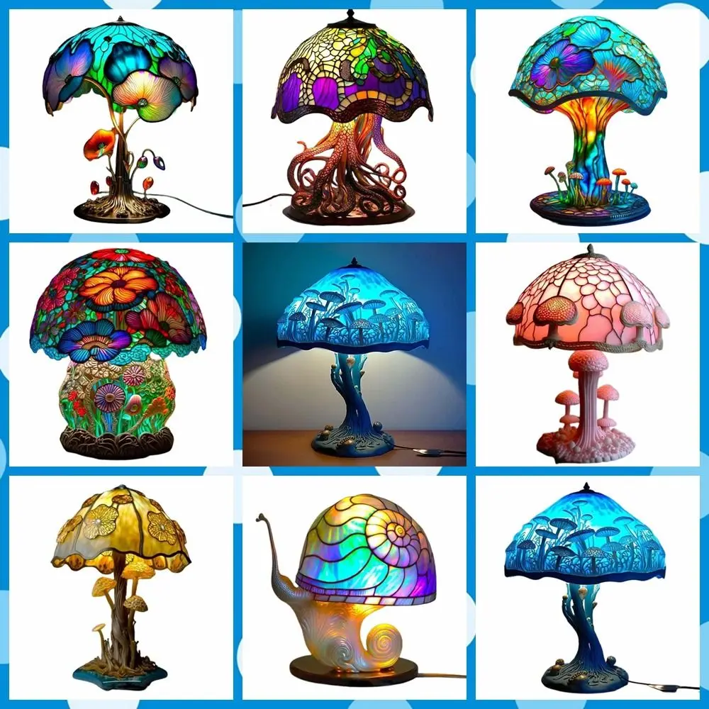High-quality Aesthetic Design Table Lamp Soothing Light Plant Series Mushroom Lamp Luminous Resin Night Light Home Decor