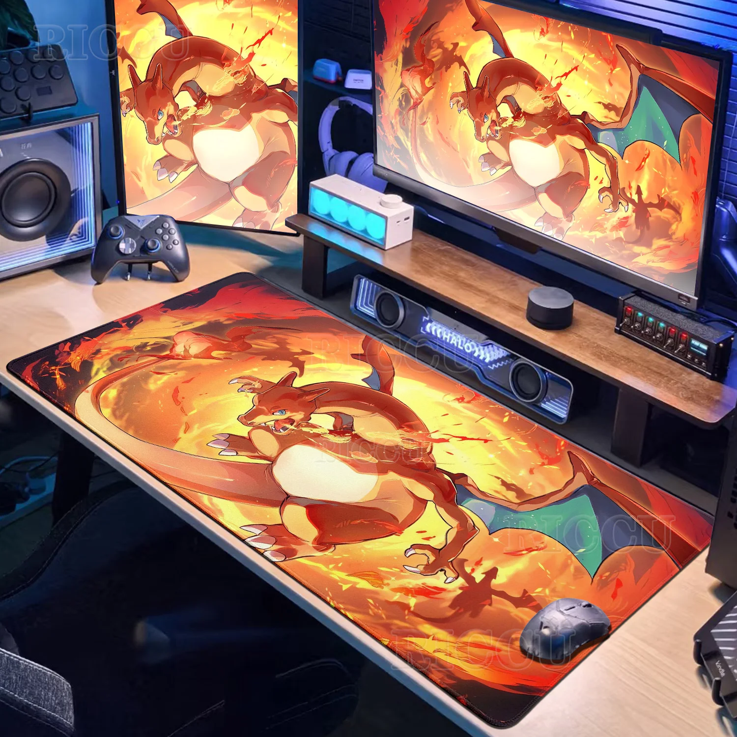 Kawaii Japan Anime Mouse Pad XL PC Gaming Accessories PC Flame Dragon C-charizard Desk Mats Large P-pokemons Cool Keyboard Rugs