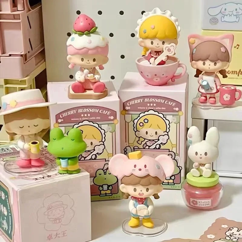 Zzoton-caja misteriosa de café con flor de cerezo, juguetes Kawaii, Caja misteriosa, caja ciega, figura de acción, regalo de cumpleaños sorpresa para niña