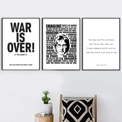 War is Over Print Lennon & Yoko Ono Love Peace Quotes Wall Art Canvas Painting Iconic Art work Poster Home Wall Decor
