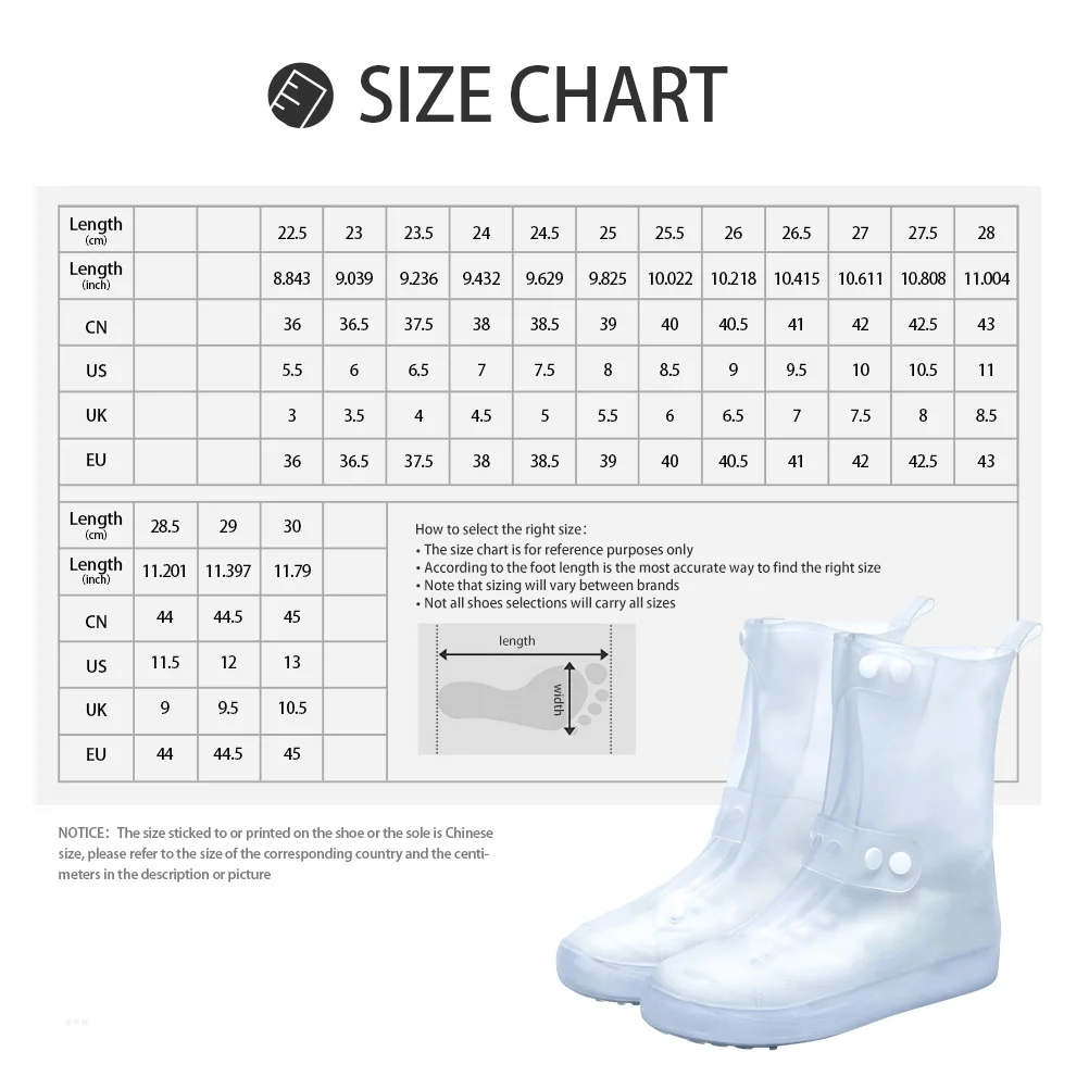 

High Tube Waterproof Shoe Covers Durable Non Slip Rainproof Overshoes For Outdoor Travel XxXl 919