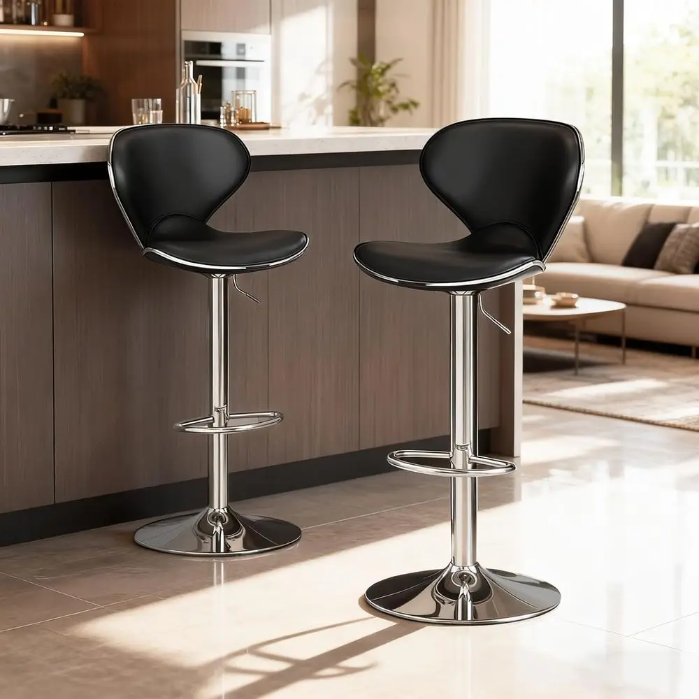 

Комплект из 2 вращающихся барных стульев с подлокотниками и подставкой для ног, регулируемые стулья из искусственной кожи для барной стойки