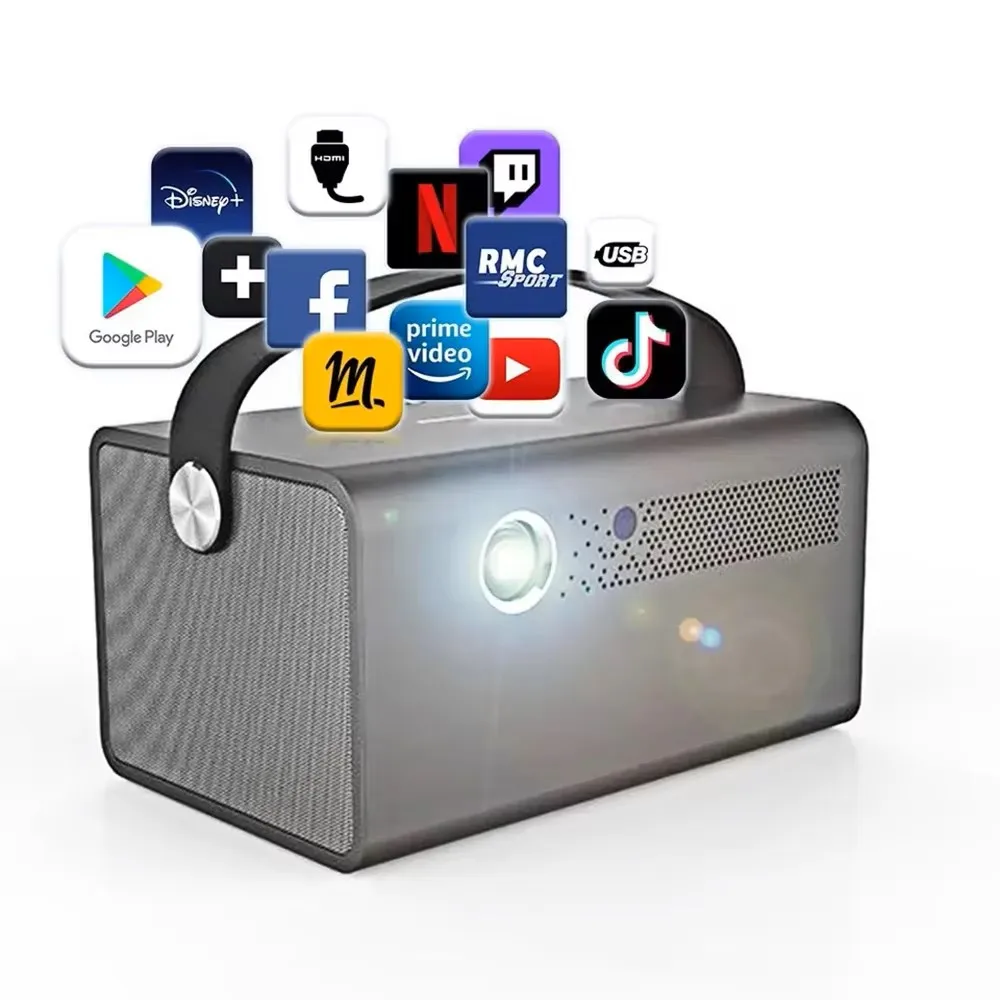 Smartldea Blu Ray 3D DLP Projetor Auto Focus Android 2G RAM 32G ROM construir em bateria de 15600mah Projetor diurno de alto brilho