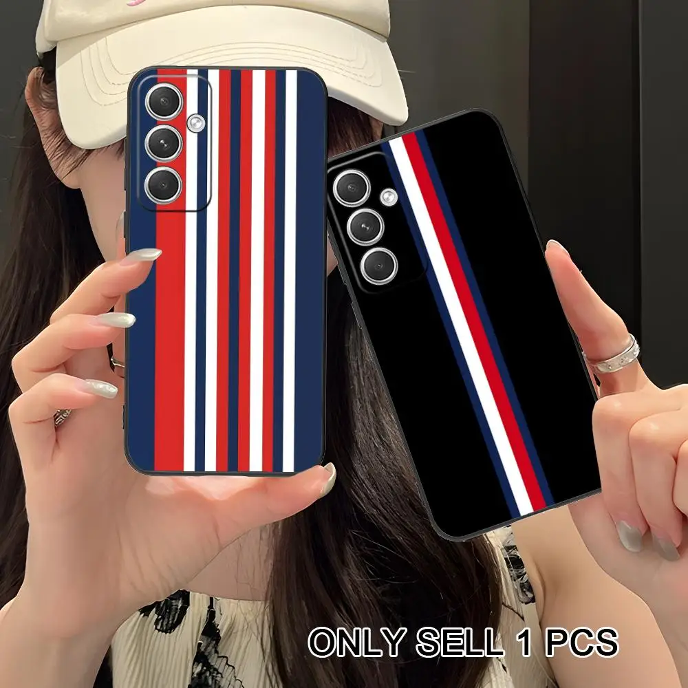 Red Blue Stripe Phone Case for Samsung Galaxy S26 S25 S24 S23 S22 S21 S20 Note20 Plus FE Ultra Soft TPU Shockproof Cover