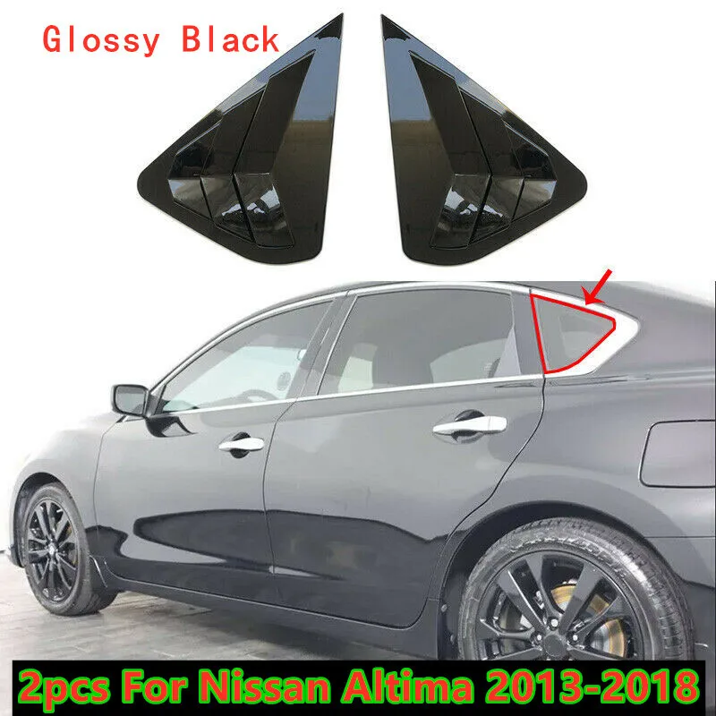 

Gloss Black Rear Window Louver Cover Side Vent For Nissan Altima Teana 2013-2018