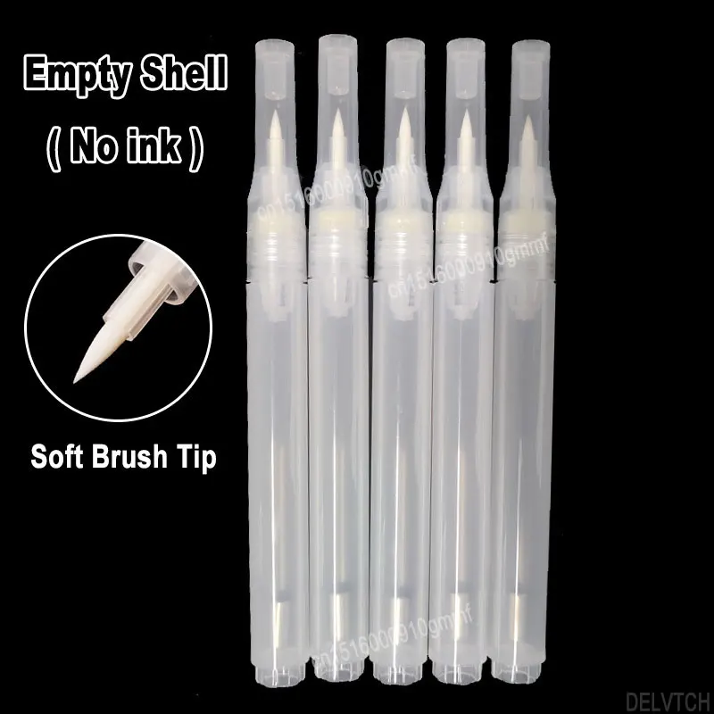 

3/5/10Pcs Set Transparent Empty Marker Pen Handle Shell Soft Brush Tip Blank Tube Refillable Ink Acrylic Paint Pen Accessories
