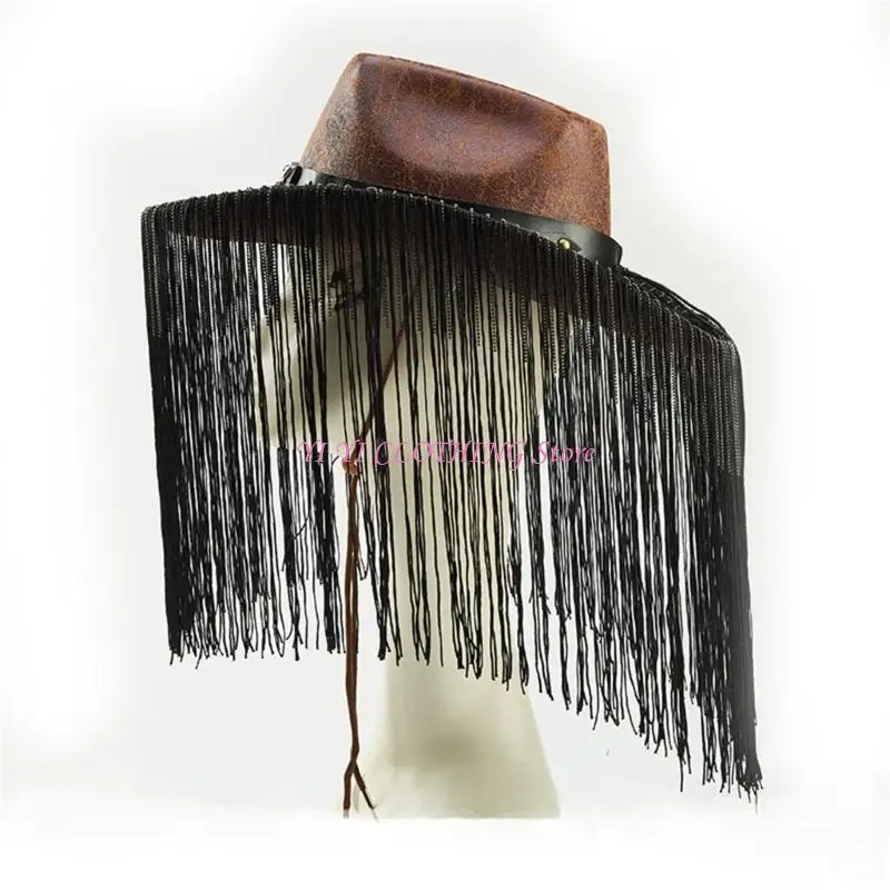 n5kf-cowboy-headwear-with-fringe-brown-color-fabric-for-theme-event