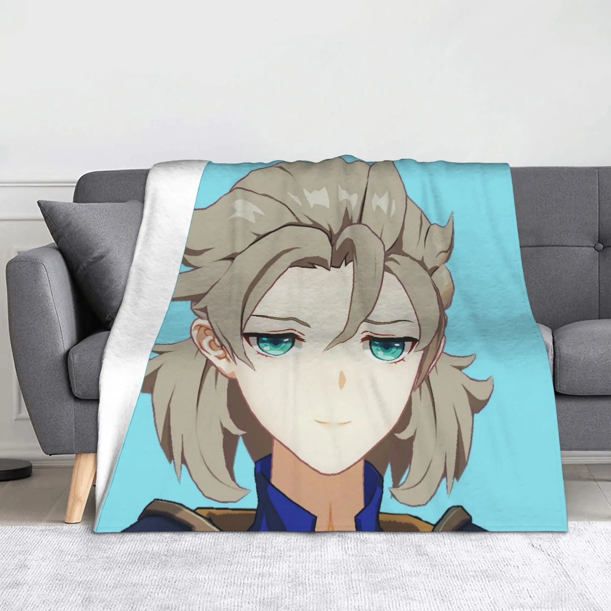 Smug Albedo Genshins Impact Blanket Velvet  Spring Autumn Cute Games Super Warm Throw Blanket for Bed Plush Thin Quilt
