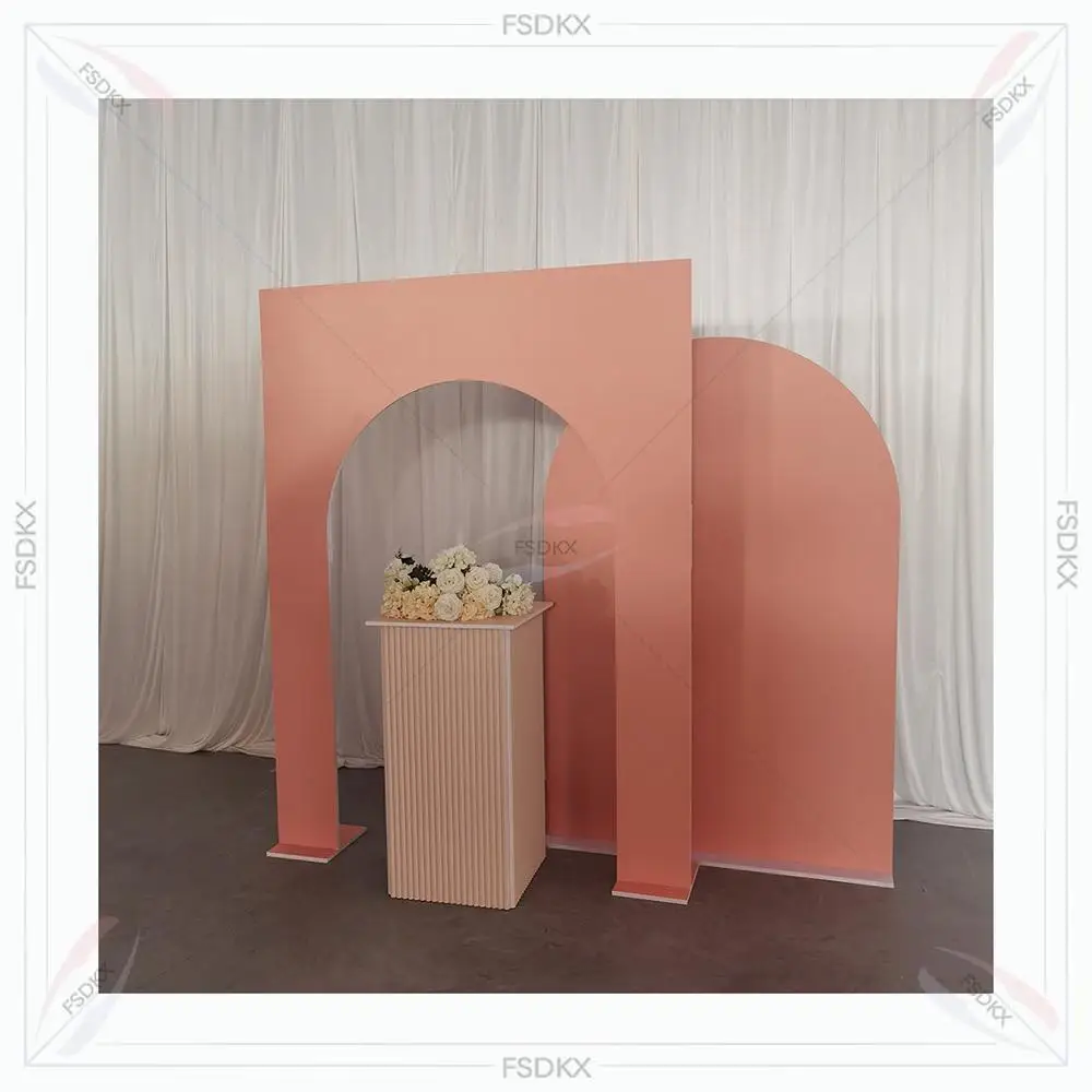 

Cheaper Price Pink Open Arch Background Stand Wedding Event Decorative Balloons Backdrop for Party Decorations