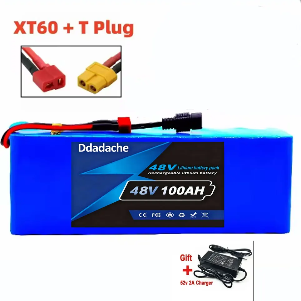 48V 100Ah Lithium-ion 13S3P Batterijpakket 100000mAh met 250W 350W 500W 750W 1000W BMS voor 54.6V E-bike Elektrische Fiets Scooter
