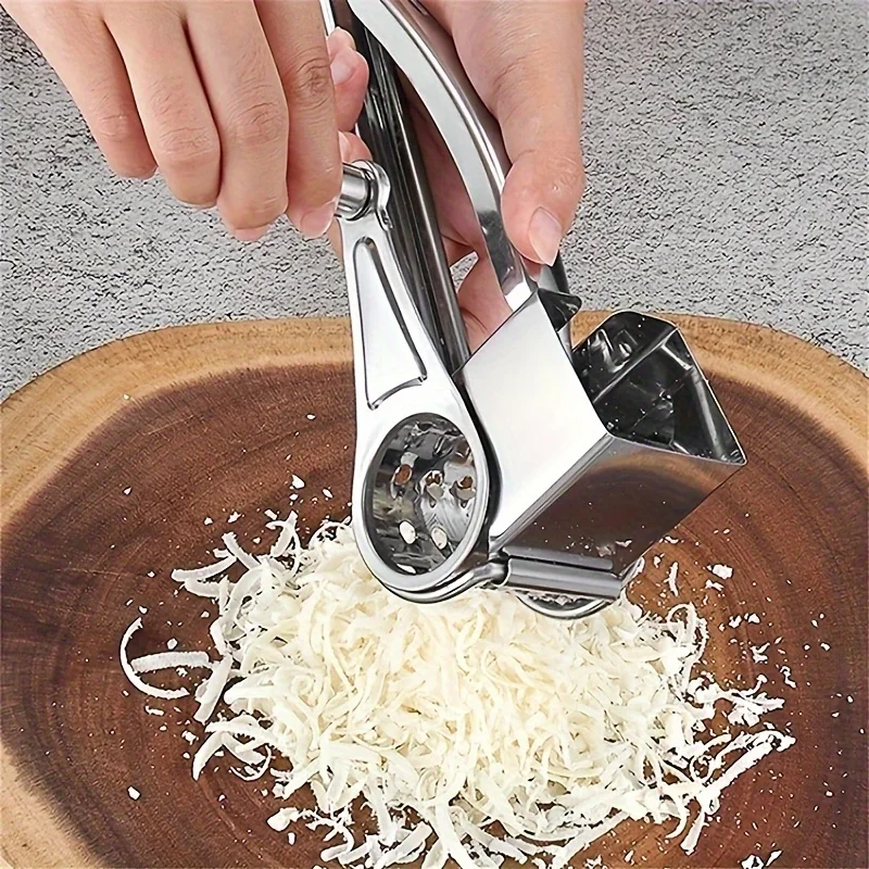 1pc, Cheese Grater, Multifunctional Stainless Steel Cheese Grater, Manual Rotary Cheese Grinder,Kitchen Gadgets