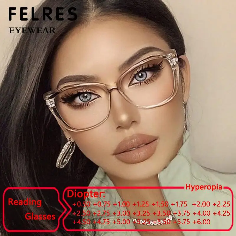 New Retro Cat Eye Reading Glasses Women Men Fashion Trends Clear Frame Presbyopic Eyeglasses Anti Blue Light Optics Glasses