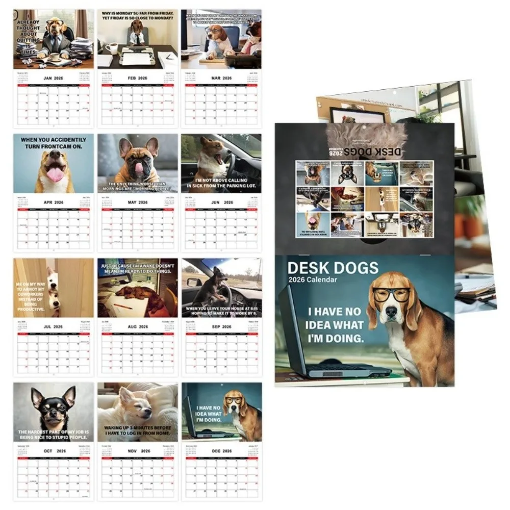 

12 Month 2026 Calendar Cartoon Animal Daily Weekly Monthly Planner Pissed-off Cats Calendar Square Working Dog Planner