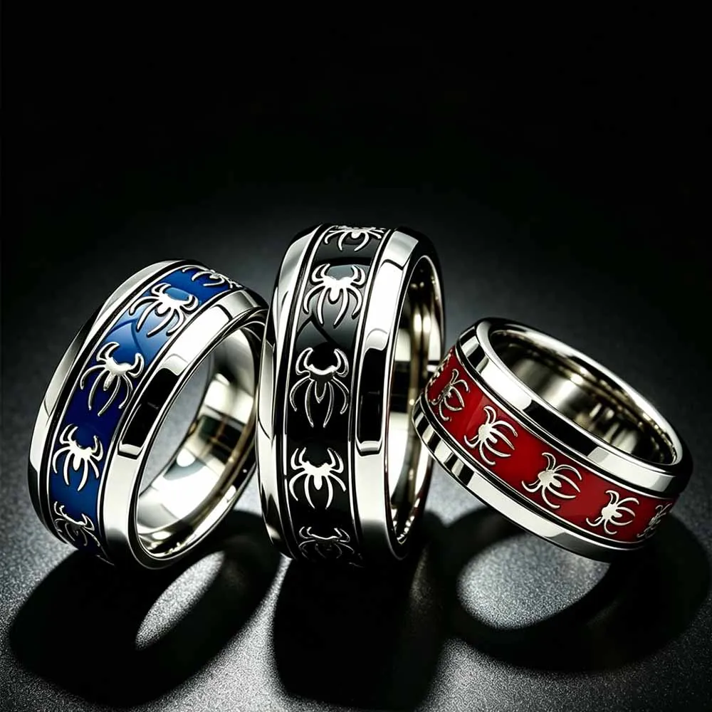 New Vintage Punk Spider Ring 316L Stainless Steel Gothic Biker Singular Animal Rings For Men Women Party Jewelry Gifts Wholesale view 2