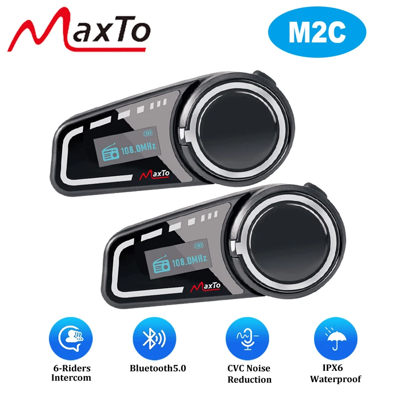 Maxto M2C Motorcycle Helmet Bluetooth 6-Person Intercom Distance 1000M Connecting Multiple Devices At The Same Time