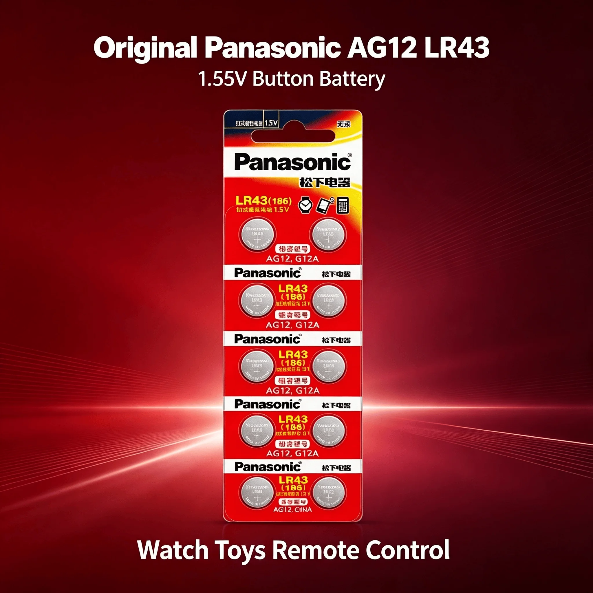 2-50PCS Original Panasonic AG12 LR43 SR43 1.55V Button Battery LR1142 186 386 V12GA SR43W SR1142 For Watch Toys Remote Control