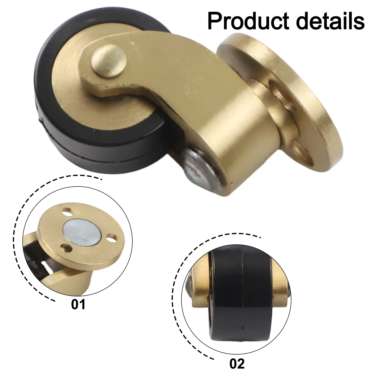 4pcs Brass Casters with 360 Rotation and Quiet Bearing for Sofa Tables Chairs and Small Space Furniture 4pcs Brass